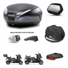 SHAD Maletas SH35 PREMIUM + soporte montaje baul SH48 tapa respaldo accesorios 49 L KIT-476105