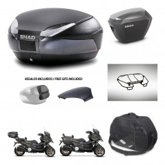 SHAD Maletas sh23 alu + soporte montaje baul SH48 tapa respaldo accesorios 49 L KIT-476125
