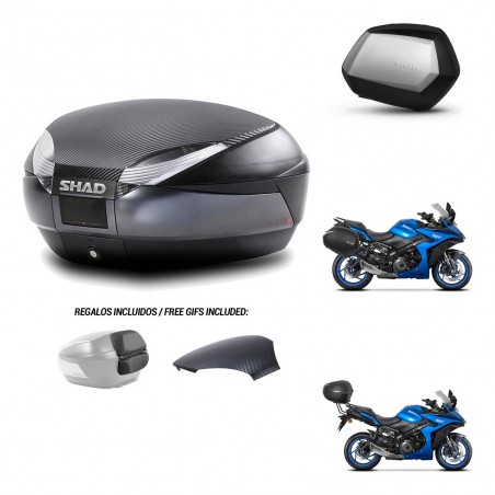 SHAD Maletas SH35 PREMIUM + soporte montaje baul SH48 tapa respaldo 49 L KIT-476135