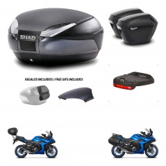 SHAD Maletas sh23 + soporte montaje baul SH48 tapa respaldo accesorios 49 L KIT-476140