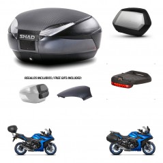 SHAD Maletas SH35 PREMIUM + soporte montaje baul SH48 tapa respaldo accesorios 49 L KIT-476141