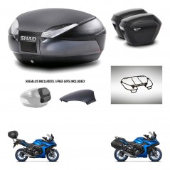 SHAD Maletas sh23 + soporte montaje baul SH48 tapa respaldo accesorios 49 L KIT-476158