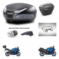 SHAD Maletas sh23 alu + soporte montaje baul SH48 tapa respaldo accesorios 49 L KIT-476161