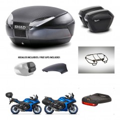 SHAD Maletas sh23 + soporte montaje baul SH48 tapa respaldo accesorios 49 L KIT-476164