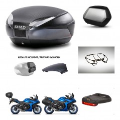 SHAD Maletas SH35 PREMIUM + soporte montaje baul SH48 tapa respaldo accesorios 49 L KIT-476165