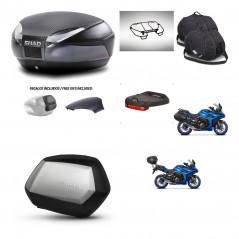 SHAD Maletas SH35 PREMIUM + soporte montaje baul SH48 tapa respaldo accesorios 49 L KIT-476166