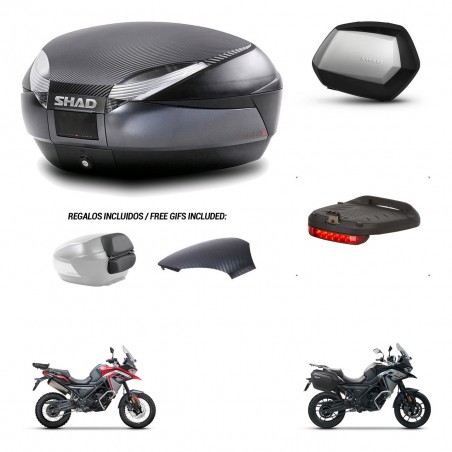 SHAD Maletas SH35 PREMIUM + soporte montaje baul SH48 tapa respaldo accesorios 49 L KIT-476189