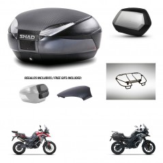 SHAD Maletas SH35 PREMIUM + soporte montaje baul SH48 tapa respaldo accesorios 49 L KIT-476207