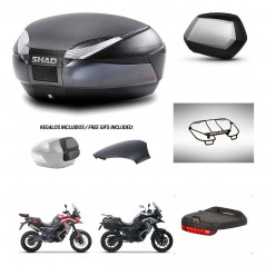 SHAD Maletas SH35 PREMIUM + soporte montaje baul SH48 tapa respaldo accesorios 49 L KIT-476213