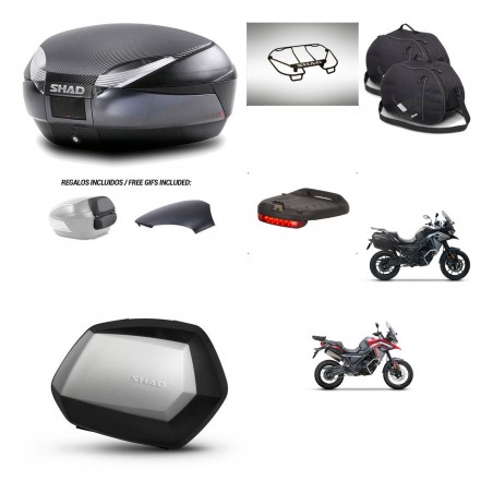 SHAD Maletas SH35 PREMIUM + soporte montaje baul SH48 tapa respaldo accesorios 49 L KIT-476214