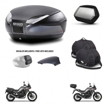 SHAD Maletas SH35 PREMIUM + soporte montaje baul SH48 tapa respaldo accesorios 49 L KIT-476232