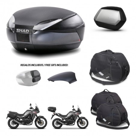 SHAD Maletas SH35 PREMIUM + soporte montaje baul SH48 tapa respaldo accesorios 49 L KIT-476244