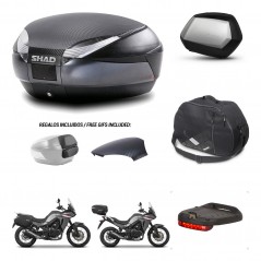 SHAD Maletas SH35 PREMIUM + soporte montaje baul SH48 tapa respaldo accesorios 49 L KIT-476249