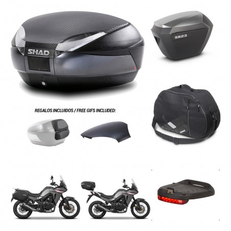SHAD Maletas sh23 alu + soporte montaje baul SH48 tapa respaldo accesorios 49 L KIT-476251
