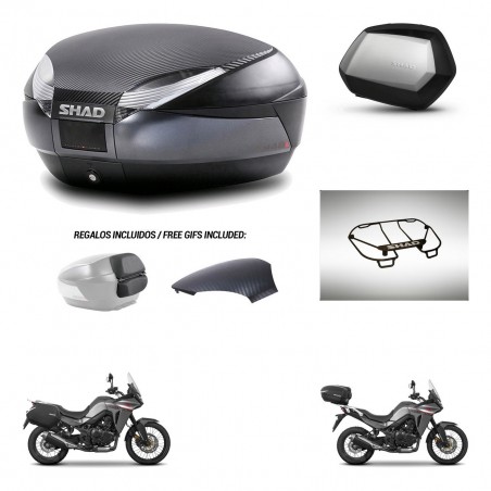 SHAD Maletas SH35 PREMIUM + soporte montaje baul SH48 tapa respaldo accesorios 49 L KIT-476255