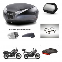 SHAD Maletas SH35 PREMIUM + soporte montaje baul SH48 tapa respaldo accesorios 49 L KIT-476261