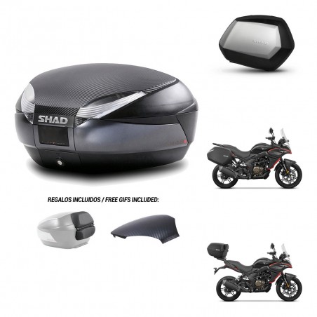SHAD Maletas SH35 PREMIUM + soporte montaje baul SH48 tapa respaldo 49 L KIT-476279