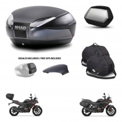 SHAD Maletas SH35 PREMIUM + soporte montaje baul SH48 tapa respaldo accesorios 49 L KIT-476280