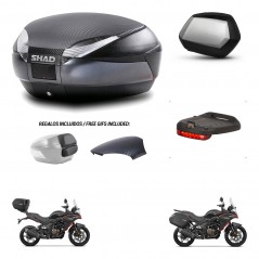 SHAD Maletas SH35 PREMIUM + soporte montaje baul SH48 tapa respaldo accesorios 49 L KIT-476285