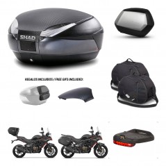 SHAD Maletas SH35 PREMIUM + soporte montaje baul SH48 tapa respaldo accesorios 49 L KIT-476286