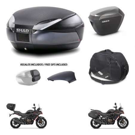 SHAD SH23 alu suitcases + mounting bracket SH48 trunk backrest cover accessories 49 L KIT-476293
