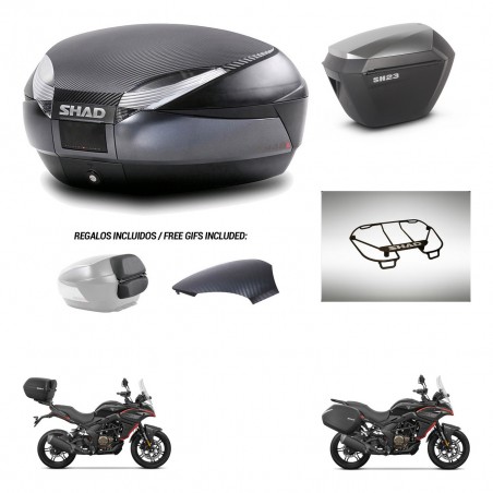 SHAD Maletas sh23 alu + soporte montaje baul SH48 tapa respaldo accesorios 49 L KIT-476305