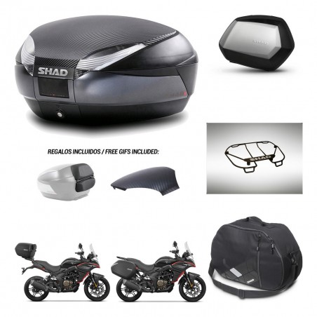 SHAD Maletas SH35 PREMIUM + soporte montaje baul SH48 tapa respaldo accesorios 49 L KIT-476315