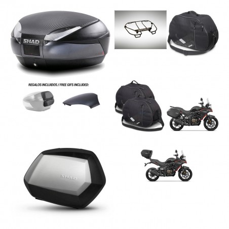 SHAD Maletas SH35 PREMIUM + soporte montaje baul SH48 tapa respaldo accesorios 49 L KIT-476316