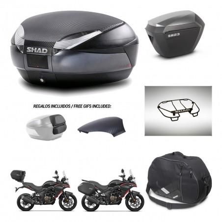 SHAD Maletas sh23 alu + soporte montaje baul SH48 tapa respaldo accesorios 49 L KIT-476317