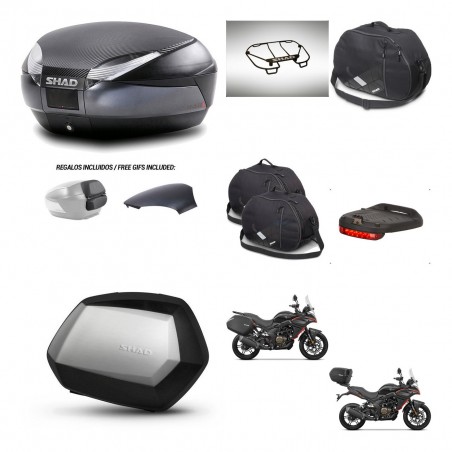SHAD Maletas SH35 PREMIUM + soporte montaje baul SH48 tapa respaldo accesorios 49 L KIT-476322