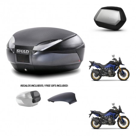 SHAD Maletas SH35 PREMIUM + soporte montaje baul SH48 tapa respaldo 49 L KIT-476327