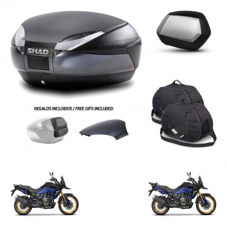 SHAD Maletas SH35 PREMIUM + soporte montaje baul SH48 tapa respaldo accesorios 49 L KIT-476328