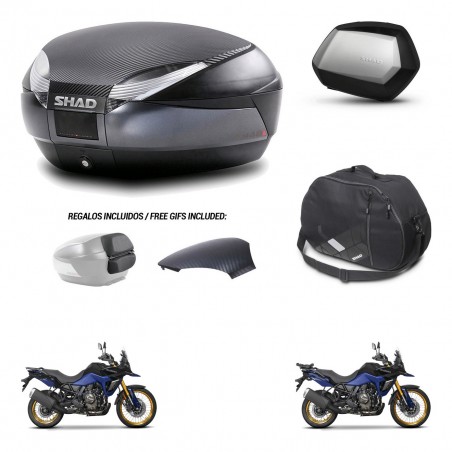 SHAD Maletas SH35 PREMIUM + soporte montaje baul SH48 tapa respaldo accesorios 49 L KIT-476339