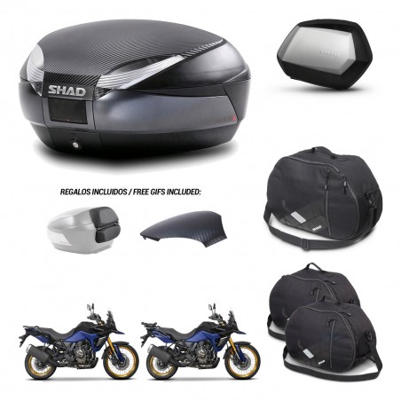 SHAD Maletas SH35 PREMIUM + soporte montaje baul SH48 tapa respaldo accesorios 49 L KIT-476340