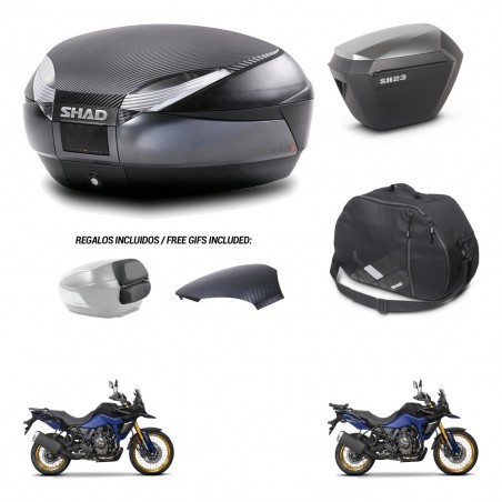SHAD Maletas sh23 alu + soporte montaje baul SH48 tapa respaldo accesorios 49 L KIT-476341