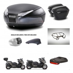 SHAD Maletas sh23 + soporte montaje baul SH48 tapa respaldo accesorios 49 L KIT-476452