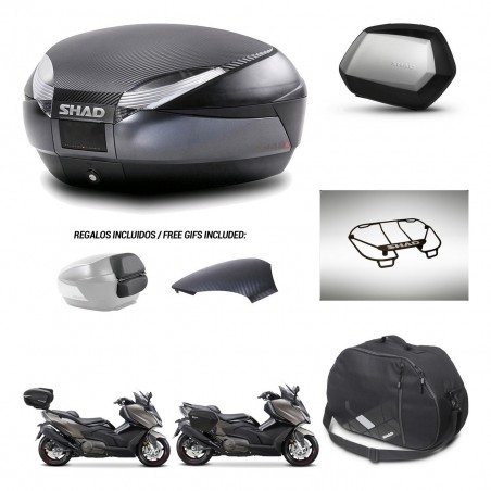 SHAD Maletas SH35 PREMIUM + soporte montaje baul SH48 tapa respaldo accesorios 49 L KIT-476459