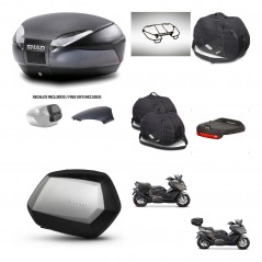 SHAD Maletas SH35 PREMIUM + soporte montaje baul SH48 tapa respaldo accesorios 49 L KIT-476466