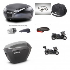 SHAD Maletas sh23 alu + soporte montaje baul SH48 tapa respaldo accesorios 49 L KIT-476467