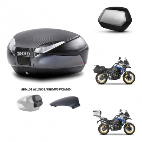 SHAD Maletas SH35 PREMIUM + soporte montaje baul SH48 tapa respaldo 49 L KIT-476471