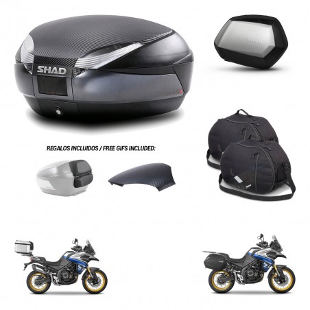 SHAD Maletas SH35 PREMIUM + soporte montaje baul SH48 tapa respaldo accesorios 49 L KIT-476472