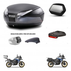 SHAD Maletas SH35 PREMIUM + soporte montaje baul SH48 tapa respaldo accesorios 49 L KIT-476477