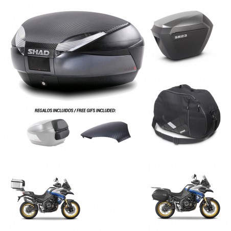 SHAD Maletas sh23 alu + soporte montaje baul SH48 tapa respaldo accesorios 49 L KIT-476485