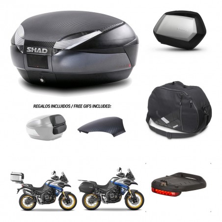 SHAD Maletas SH35 PREMIUM + soporte montaje baul SH48 tapa respaldo accesorios 49 L KIT-476489
