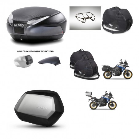 SHAD Maletas SH35 PREMIUM + soporte montaje baul SH48 tapa respaldo accesorios 49 L KIT-476508
