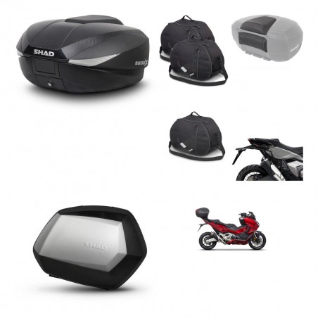 SHAD Maletas SH35 PREMIUM + soporte montaje baul SH58 accesorios KIT-476556