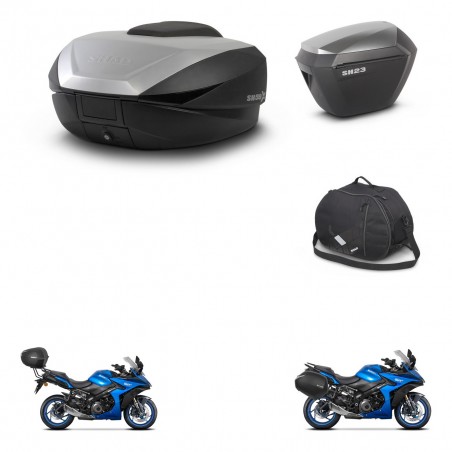 SHAD SH23 alu suitcases + mounting bracket SH59 trunk accessories 59L KIT-477205