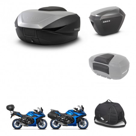 SHAD Maletas sh23 alu + soporte montaje baul SH59 accesorios 59L KIT-477229