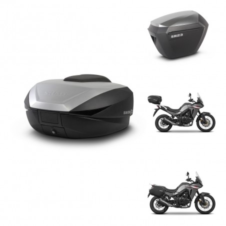 SHAD SH23 alu suitcases + mounting bracket SH59 trunk 59L KIT-477289