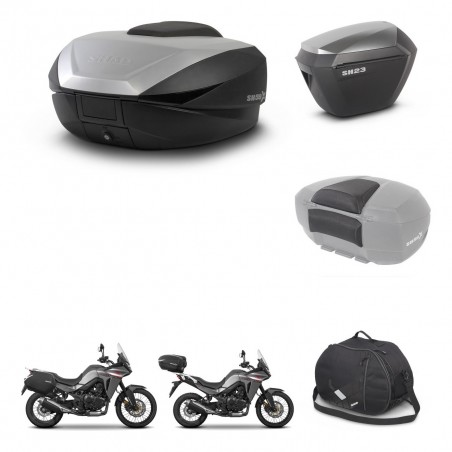 SHAD SH23 alu suitcases + mounting bracket SH59 trunk accessories 59L KIT-477325